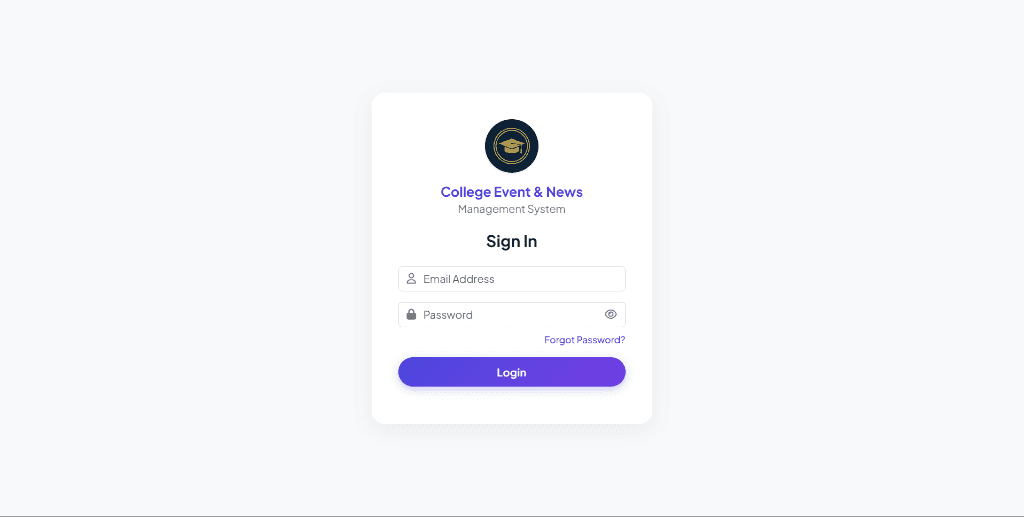College Event & News Management System Admin Panel Preview